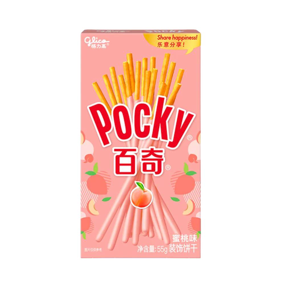 Nuovo progetto - 2025-11-20T121140.990-min Pocky Peach, cracker ricoperti di cioccolato alla pesca da 55g, Glico - immagine 1