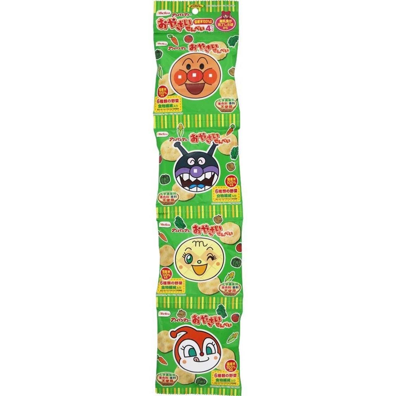 Crackers di Riso alle Verdure 4pezzi Anpanman 40g, Befco Crackers di Riso alle Verdure 4pezzi Anpanman 40g, Befco