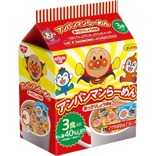 Ramen Anpanman al sapore leggero di Salsa di Soia (3 Pacchetti) 90g, Nissin SCADENZA 06 AGOSTO 2024