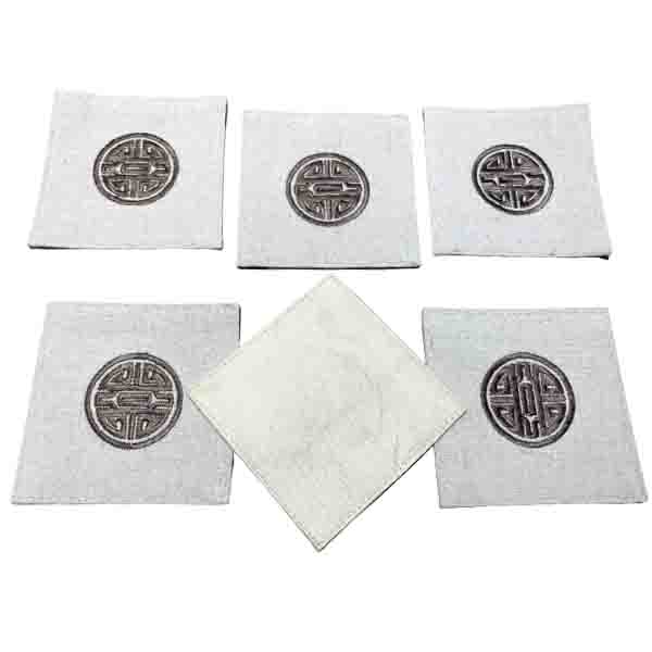 Set di 6 Sottobicchieri quadrati in tessuto (10.5x10.5cm)